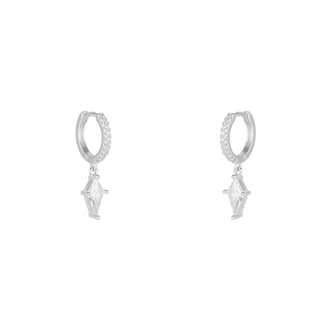 Sterling Silver Triangle Pave Spike Hoop Earrings