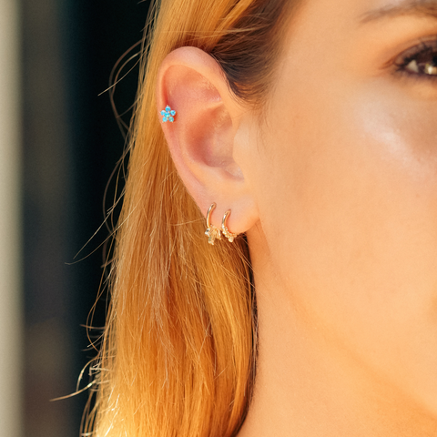 Blue Opal Star Sterling Silver Piercing