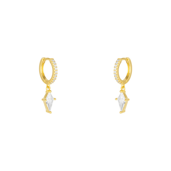 Sterling Triangle Pave Spike Hoop Earrings