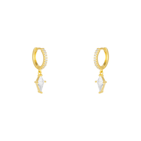 Sterling Silver Triangle Pave Spike Hoop Earrings