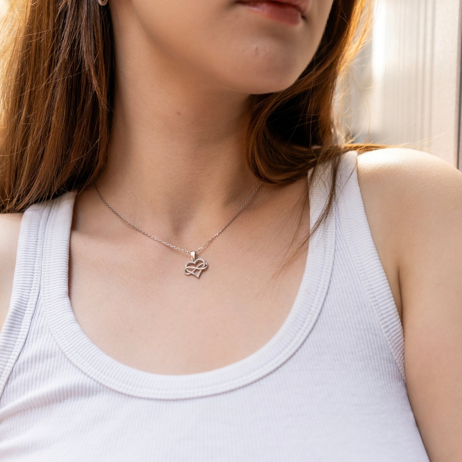 Infinity Heart Love Sterling Silver Pendant Necklace