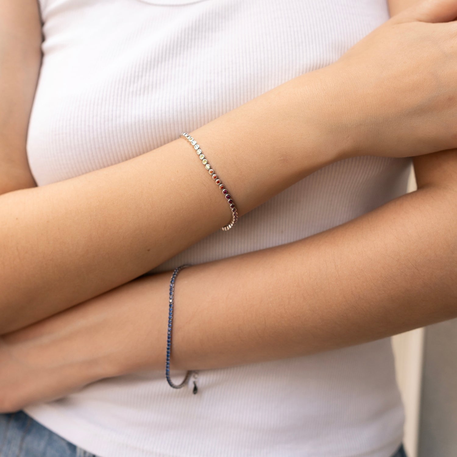 Fine Sterling Silver CZ Saphire Tennis Bracelet