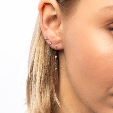Sterling Silver Lotus Trilogy Piercing Stud Earring