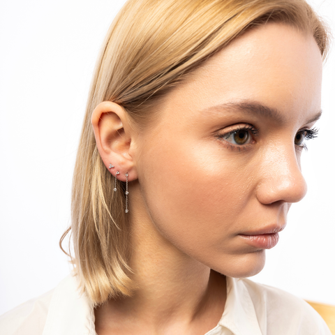 Fine Double Diamond Drop Single Earring 14ct Solid Gold