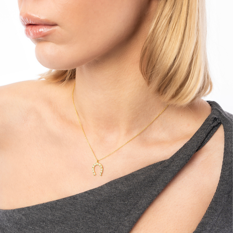 Sterling Silver Horseshoe Equestrian Necklace