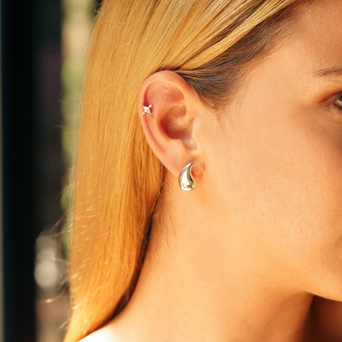 Pear Teardrop Earrings in Sterling Silver