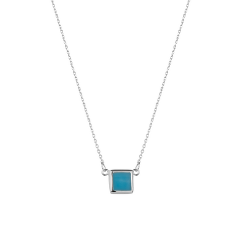 Turquoise Square Sterling Silver Necklace
