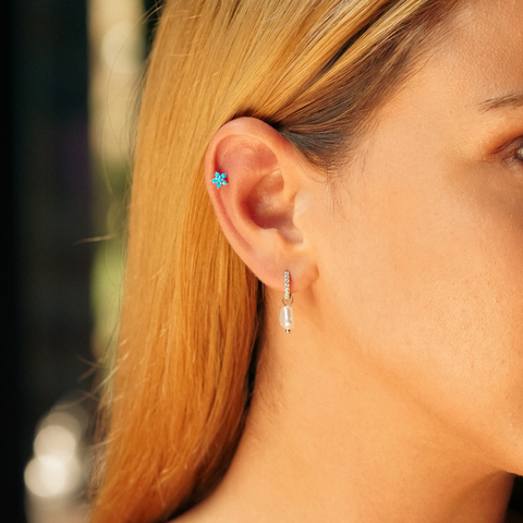 Blue Opal Star Sterling Silver Piercing