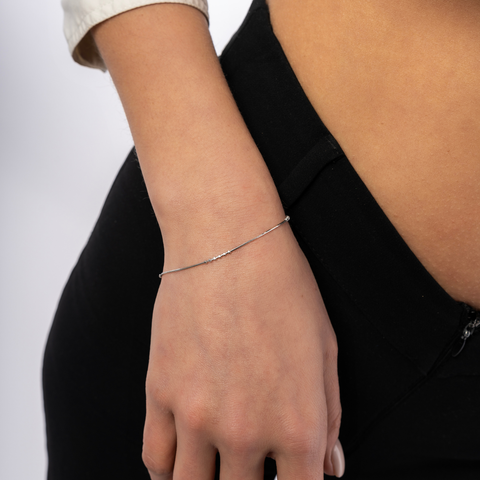 Sterling Silver Small Beaded Bracelet and Necklace Set