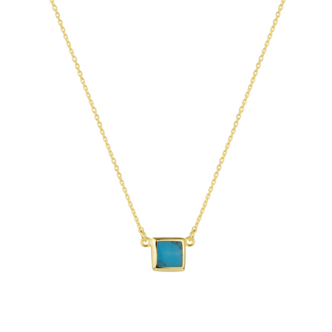 Turquoise Square Sterling Silver Necklace