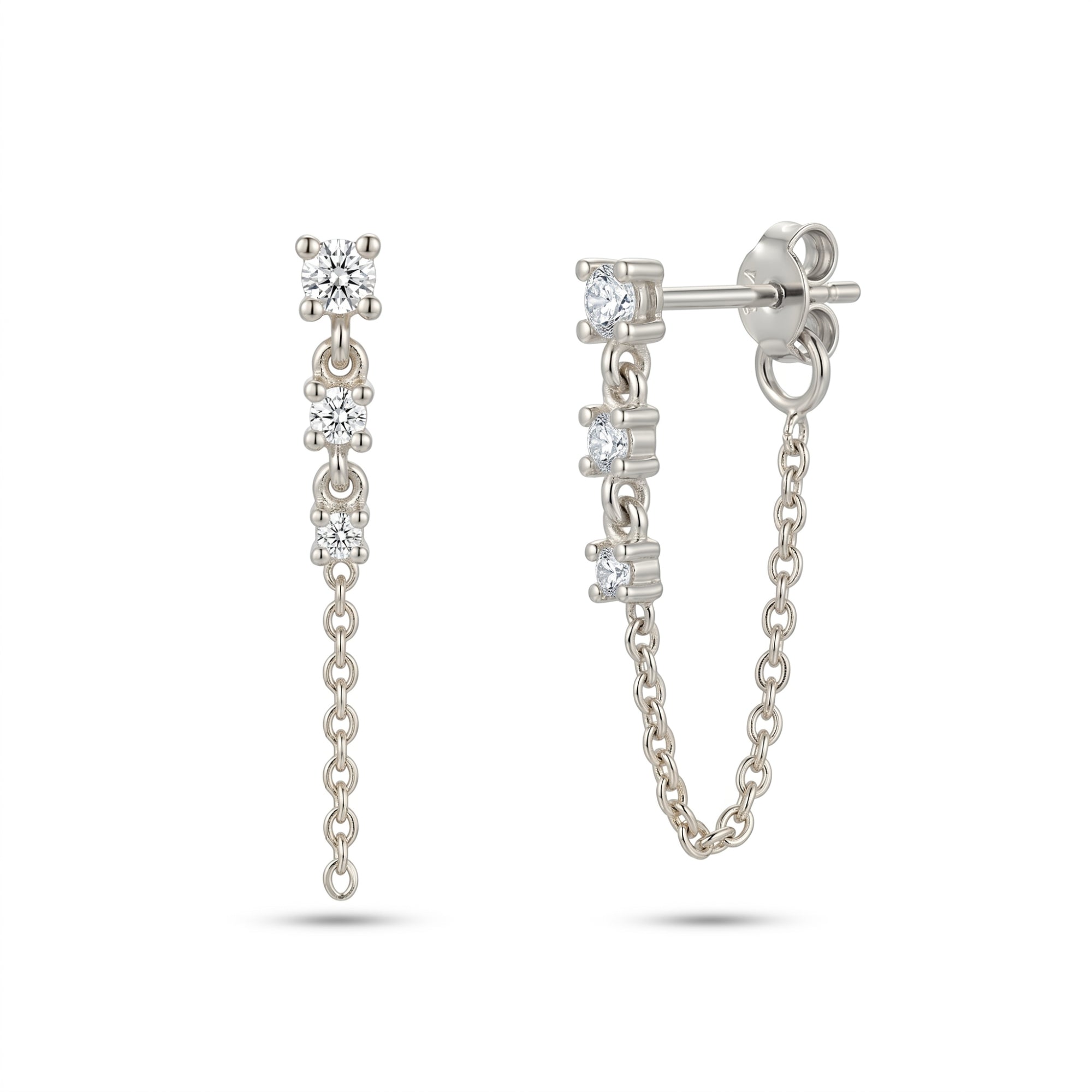 Fine Diamond Linked Tennis Earrings in 14ct Solid Gold