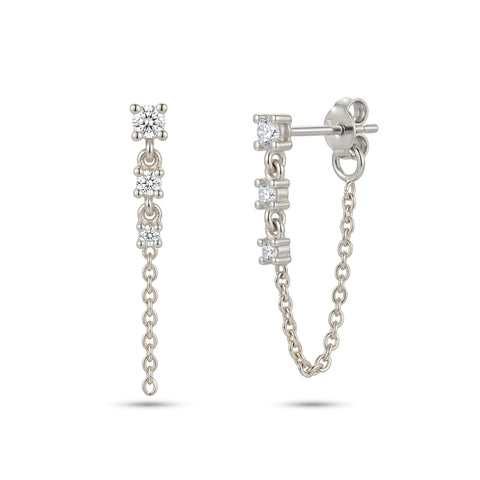 Fine Diamond Linked Tennis Earrings in 14ct Solid Gold