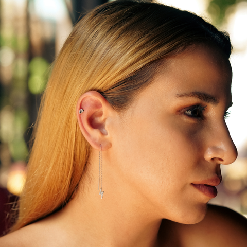 Sterling Silver Melting Piercing With Gemstone