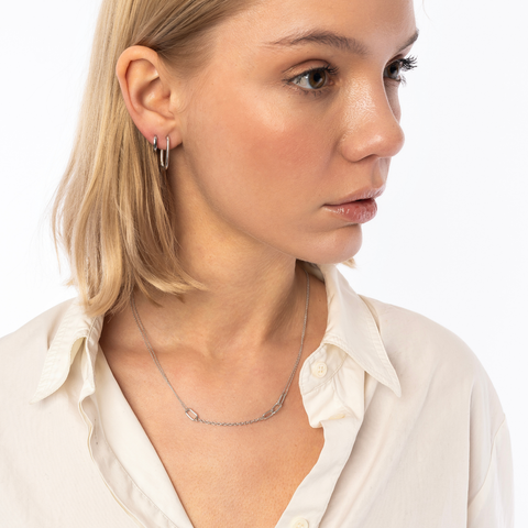 Sterling Silver Chain and Link Necklace