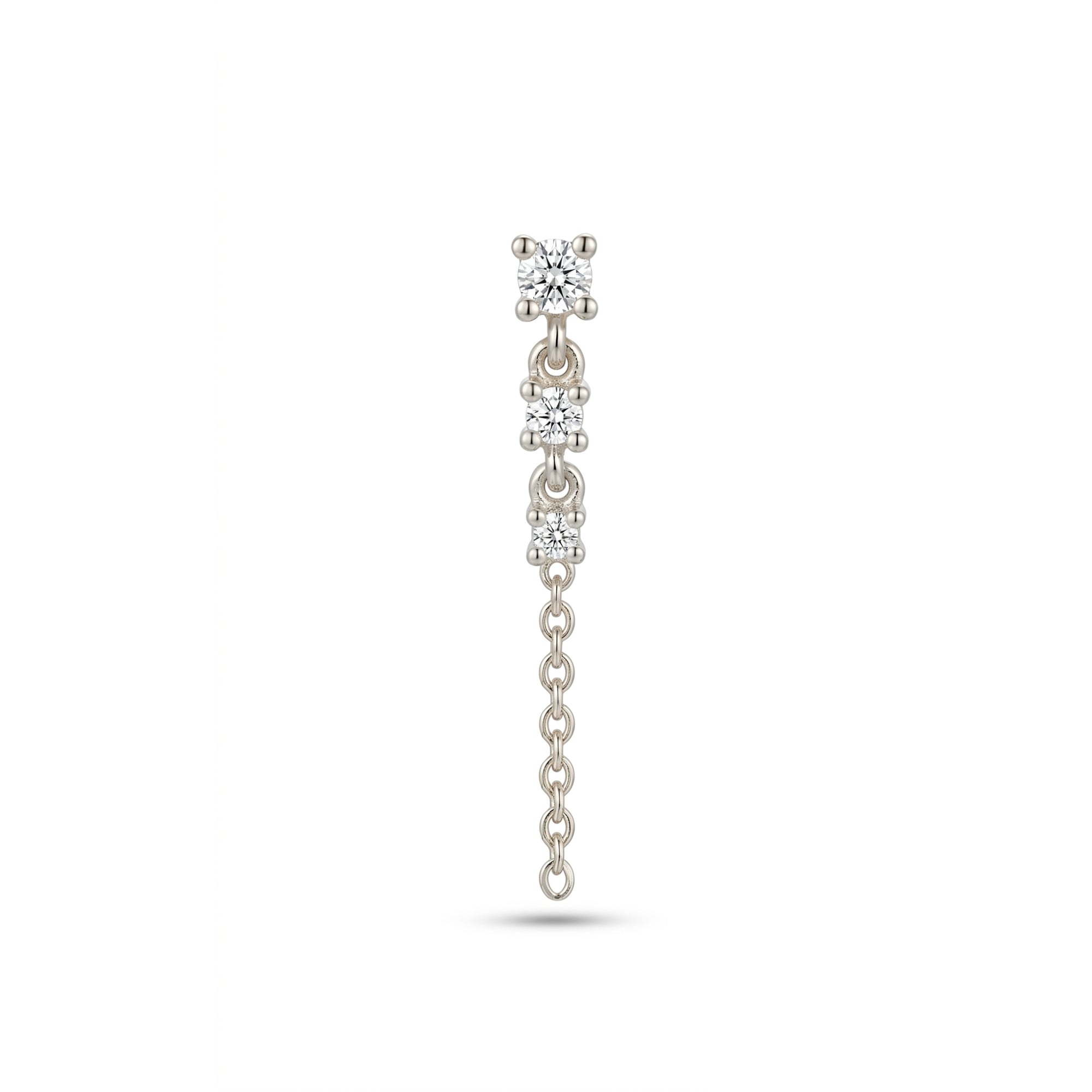 Fine Diamond Linked Tennis Earring in 14ct Solid Gold - Single