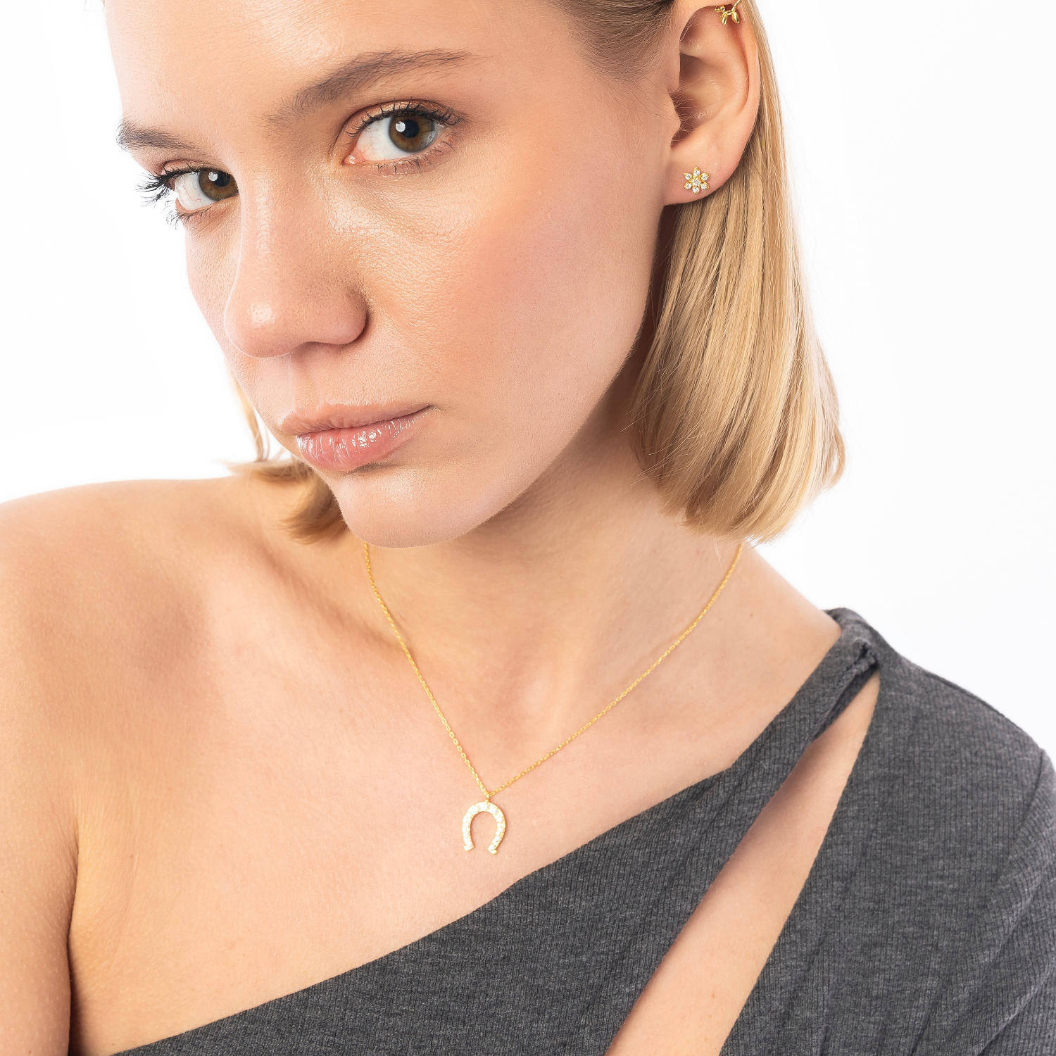 Sterling Silver Horseshoe Equestrian Necklace