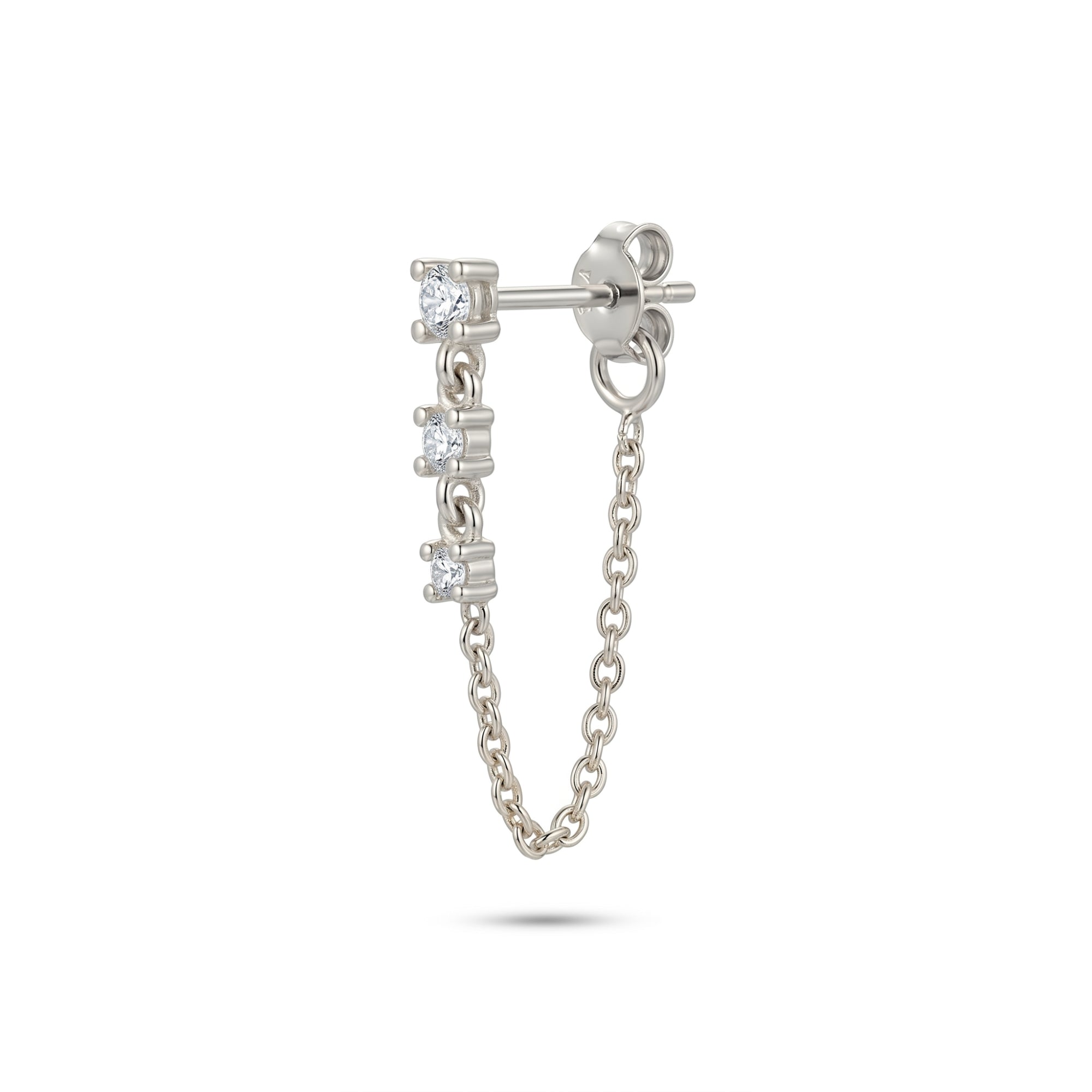 Fine Diamond Linked Tennis Earring in 14ct Solid Gold - Single