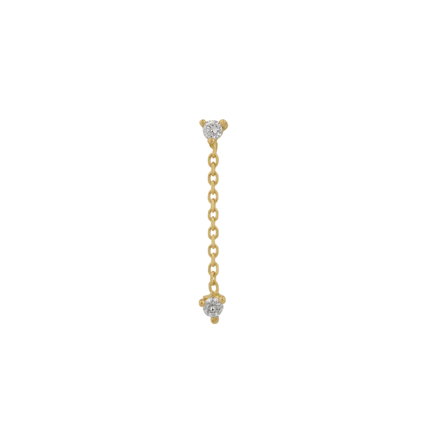 Fine Double Diamond Drop Single Earring 14ct Solid Gold