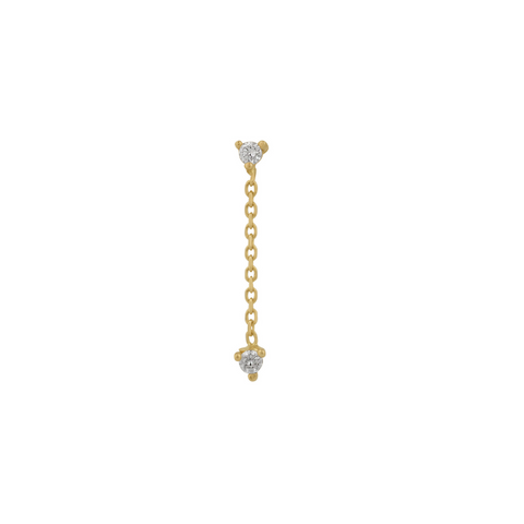 Fine Double Diamond Drop Single Earring 14ct Solid Gold