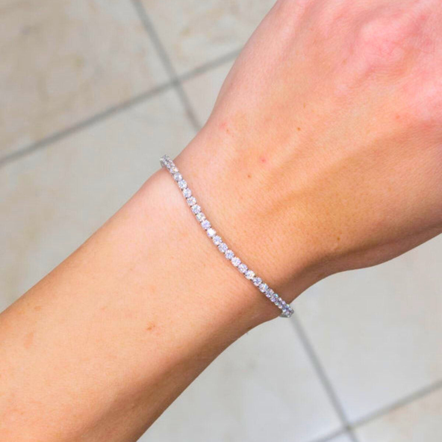 9ct White Gold 3CT Diamond Tennis Bracelet