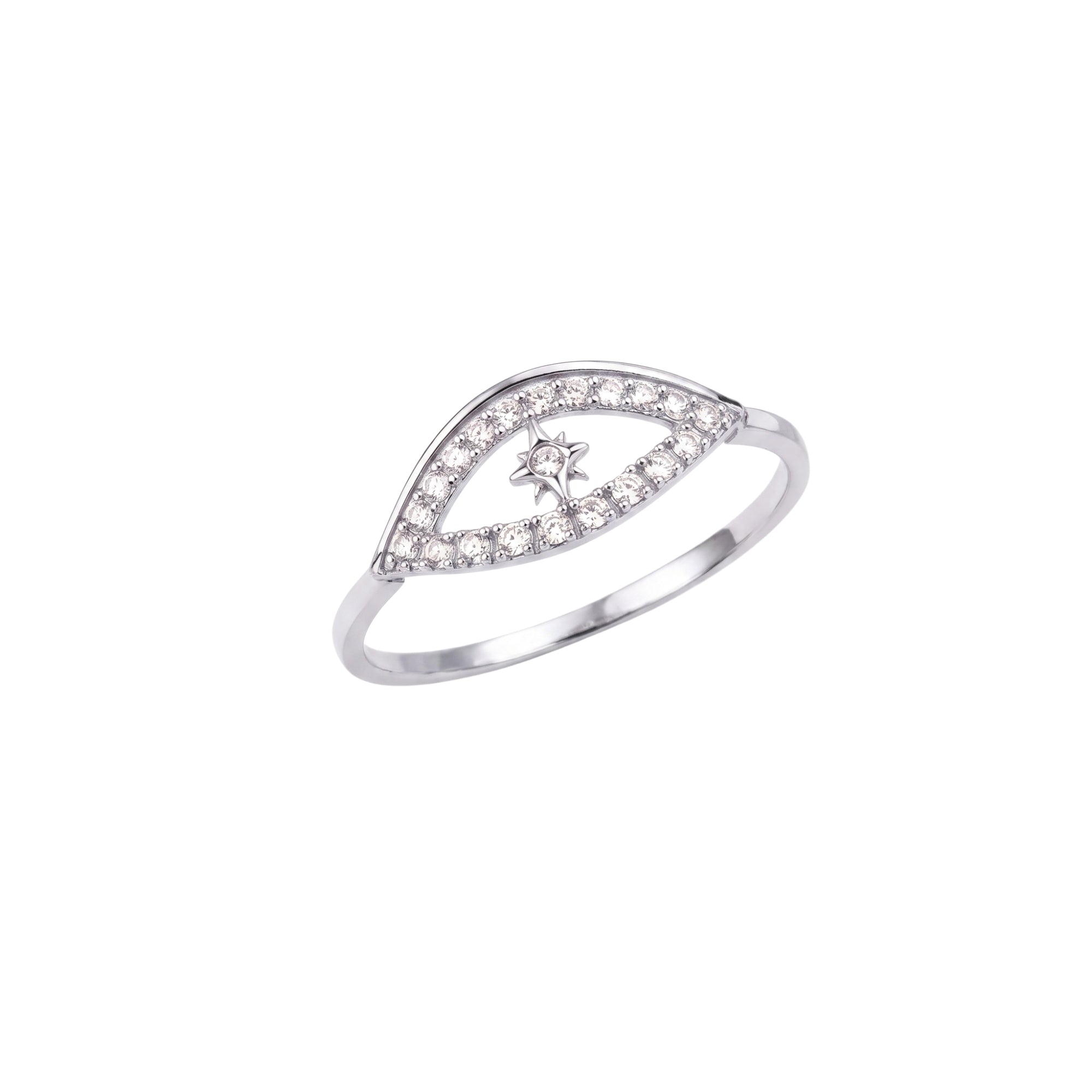 Star Evil Eye Sterling Silver Ring
