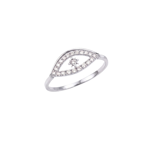 Star Evil Eye Sterling Silver Ring