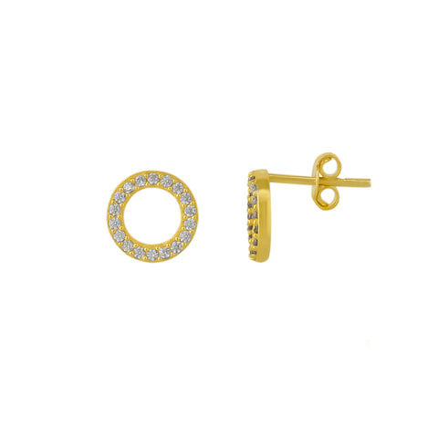 Sterling Silver Zirconia Circle Round Earrings
