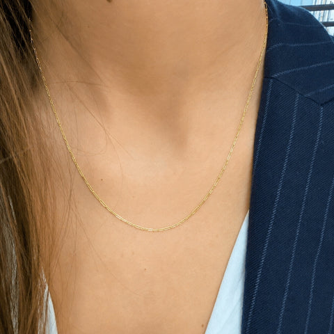 Rectangular Link Chain Sterling Silver Necklace