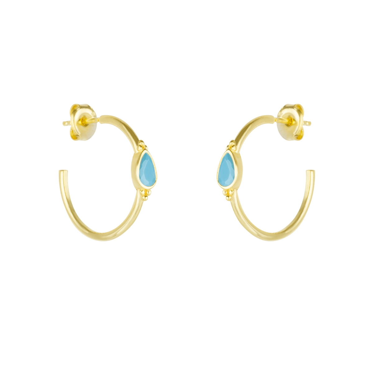 Drop Turquoise Solitaire Earrings Sterling Silver - Turquoise