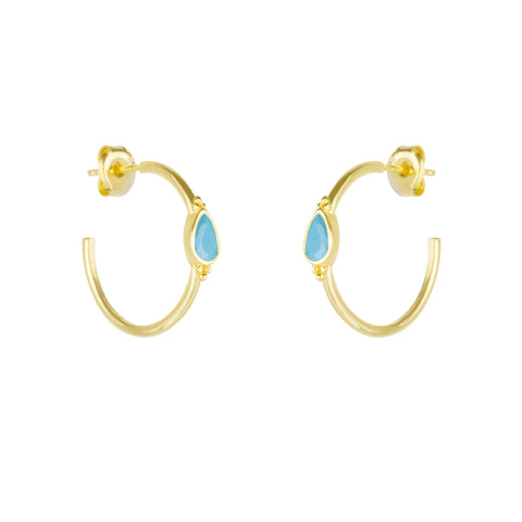 Drop Turquoise Solitaire Earrings Sterling Silver - Turquoise
