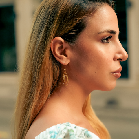 Nested Loop 3D Drop Earrings in Sterling Silver