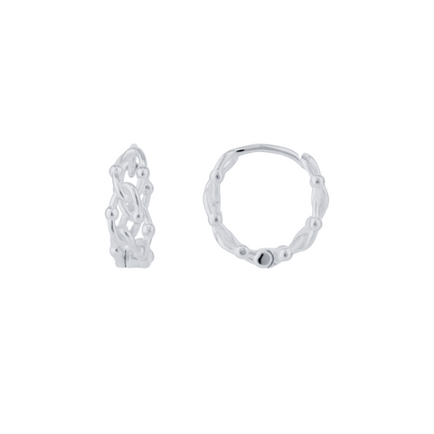 Sterling Silver Twisted Bead Earrings