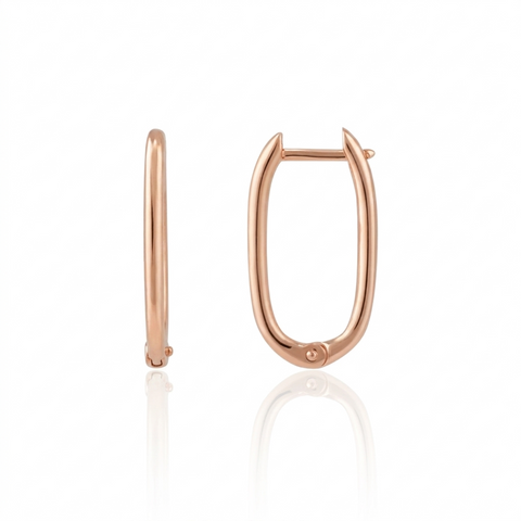 Oval Rectangular Sterling Silver Hoop Earrings
