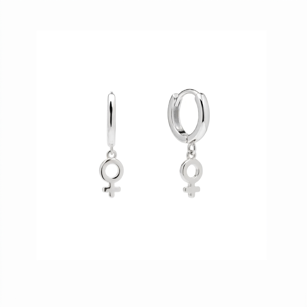Feminine Venus Sterling Silver Hoop Drop Earrings