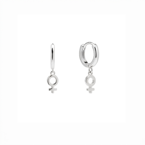 Feminine Venus Sterling Silver Hoop Drop Earrings