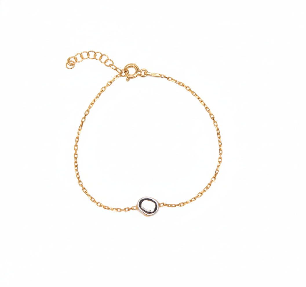 Sterling Silver Raw Uncut Polki Diamond Bracelet