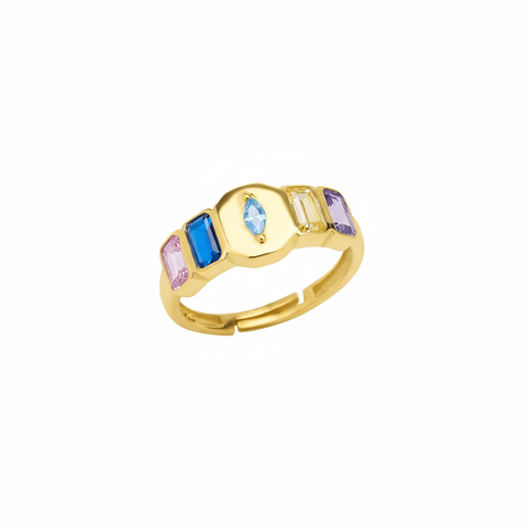 Sterling Silver Multicolor Baguette Ring