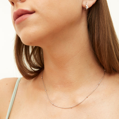 Beaded Satellite Sterling Silver Chain Necklace Layering Set