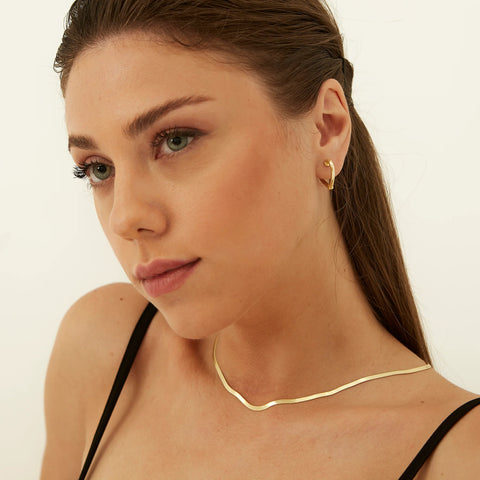 Herringbone and Rectangular Sterling Silver Necklace Layering Set