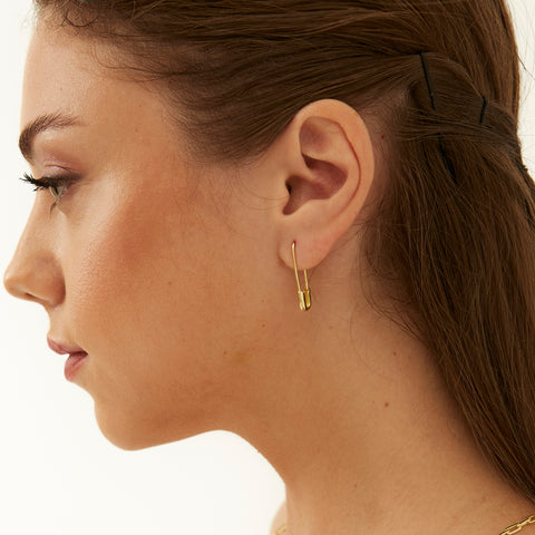 Sterling Silver Safety Pin Necklace & Earring Set