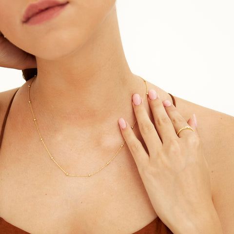 Beaded Satellite Sterling Silver Chain Necklace Layering Set