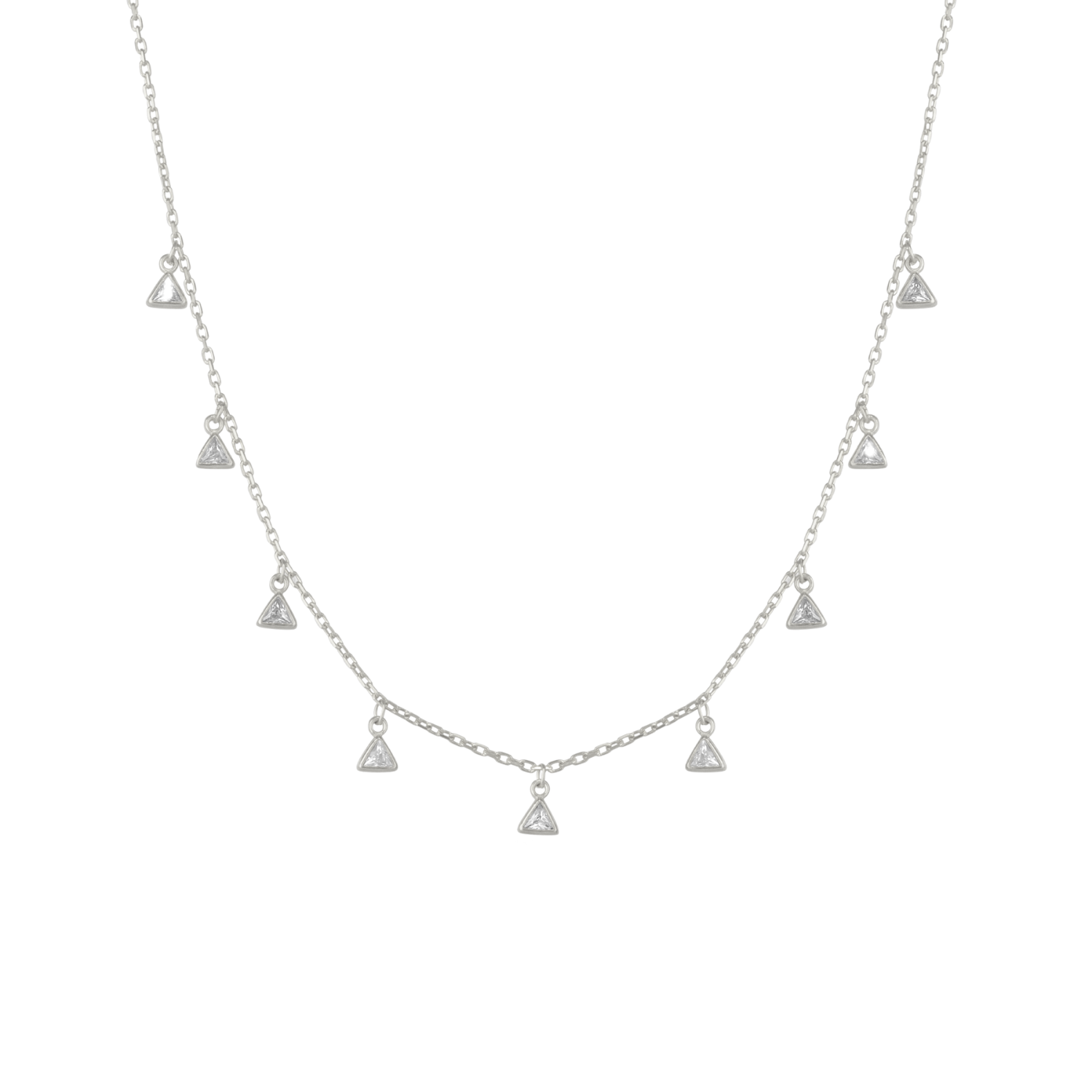 Jewelled Triangle Sterling Silver Station Necklace