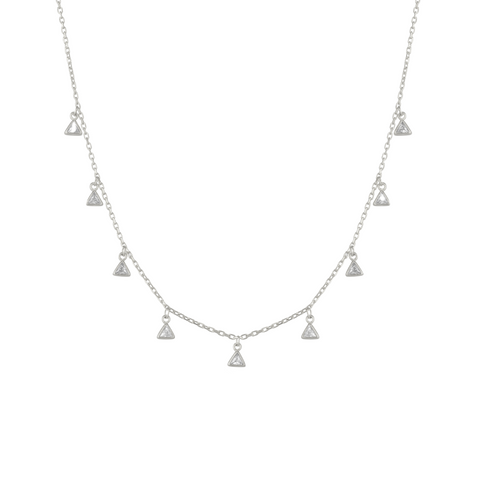 Jewelled Triangle Sterling Silver Station Necklace