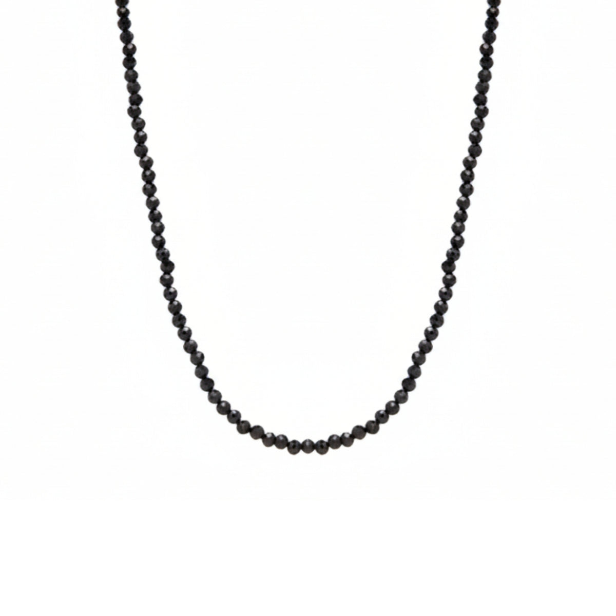 Sterling Silver Black Natural Spinel Necklace