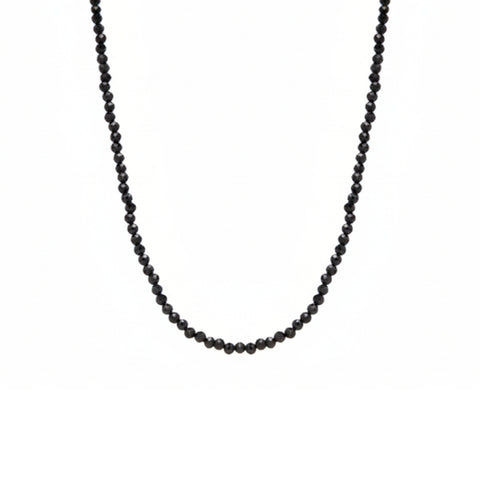 Sterling Silver Black Natural Spinel Necklace