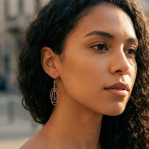 Nested Loop 3D Drop Earrings in Sterling Silver