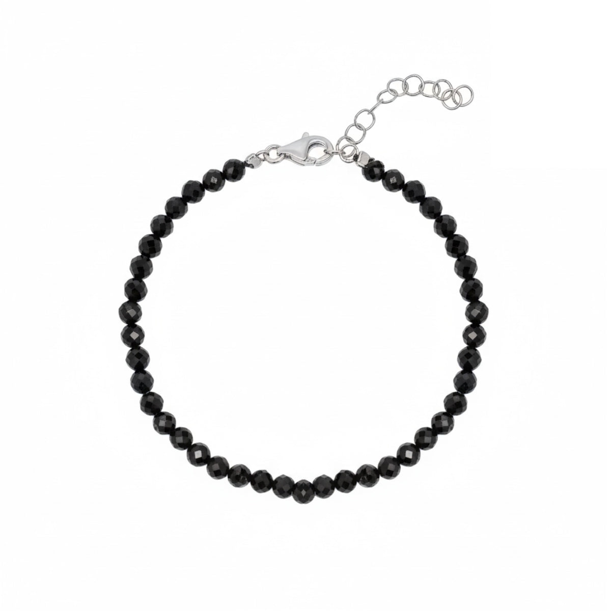 Sterling Silver Black Natural Spinel Bracelet