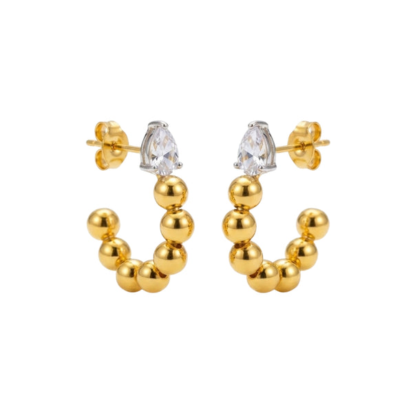 Beaded Pear Sterling Earrings