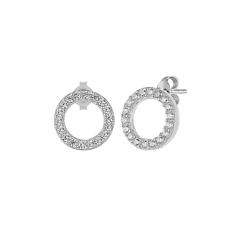 Sterling Silver Zirconia Circle Round Earrings