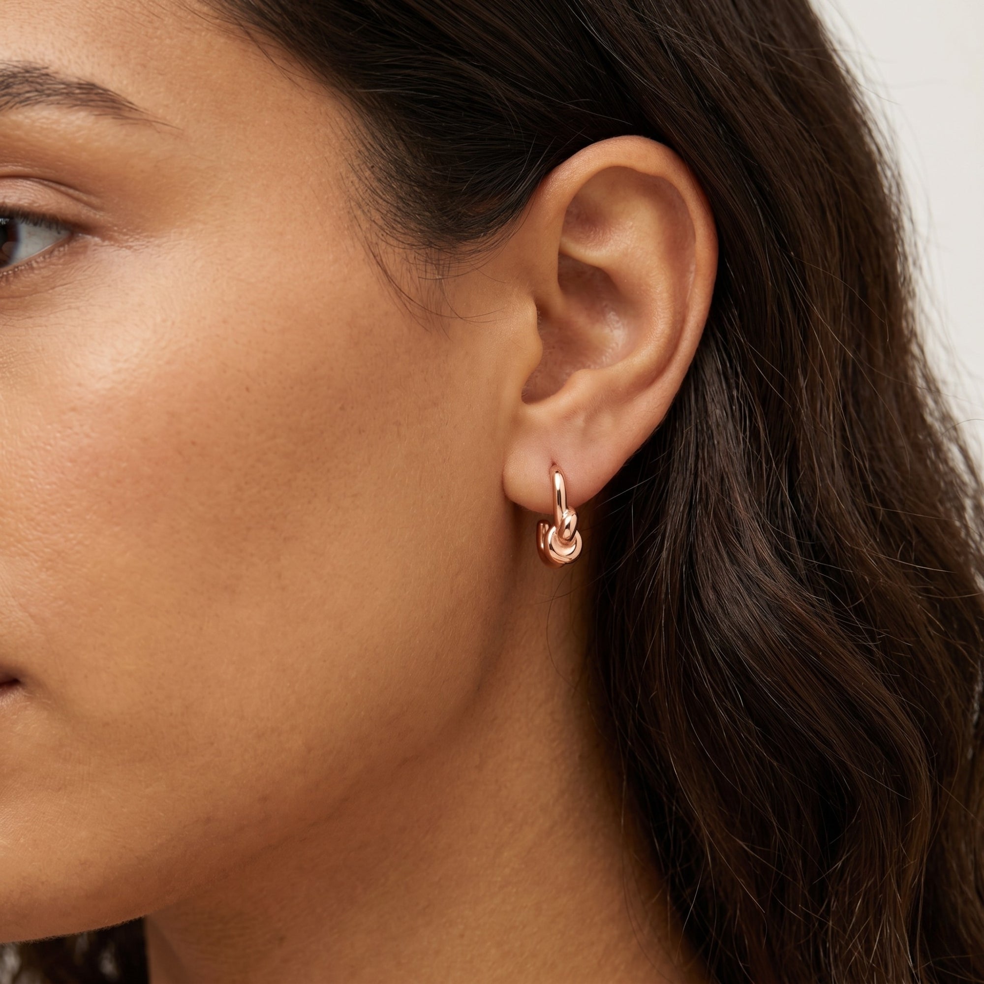Semi Hoop Knot Sterling Silver Earrings